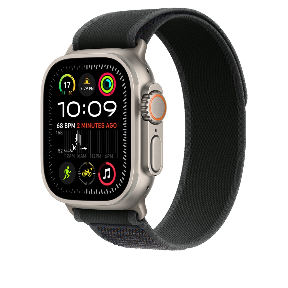 Bratara pentru APPLE Watch 49mm Black Trail Loop - S/M - Natural Titanium Finish, MXTQ3ZM/A