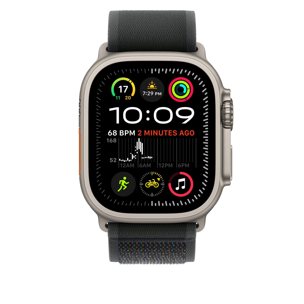 Bratara pentru APPLE Watch 49mm Black Trail Loop - S/M - Natural Titanium Finish, MXTQ3ZM/A