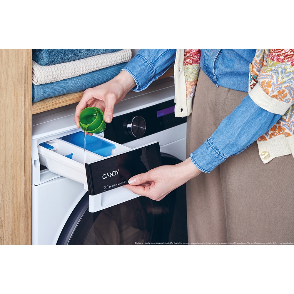 Masina de spalat rufe frontala slim CANDY BS 48SB6-S, ProActive EcoWash, 8 kg, 1400rpm, Clasa A, Wi-Fi, alb