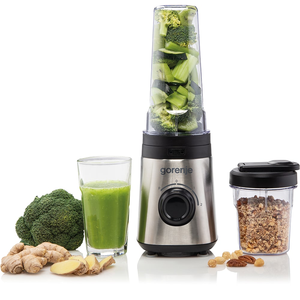 Mini blender GORENJE BSM600E, 0.6l, 320W, 2 trepte viteza, argintiu-negru