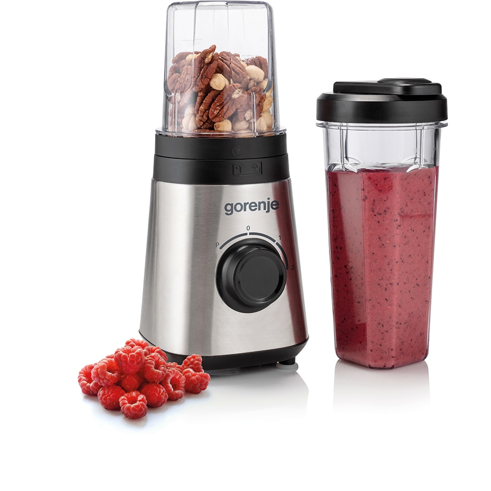 Mini blender GORENJE BSM600E, 0.6l, 320W, 2 trepte viteza, argintiu-negru