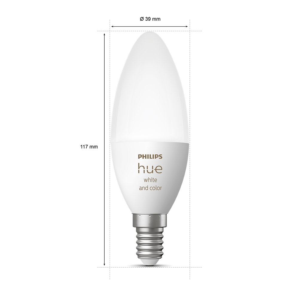 Set 2 becuri LED PHILIPS HUE, E14, 4W, 470 lm, Wi-Fi, lumina variabila, compatibil Alexa, Google Assistant