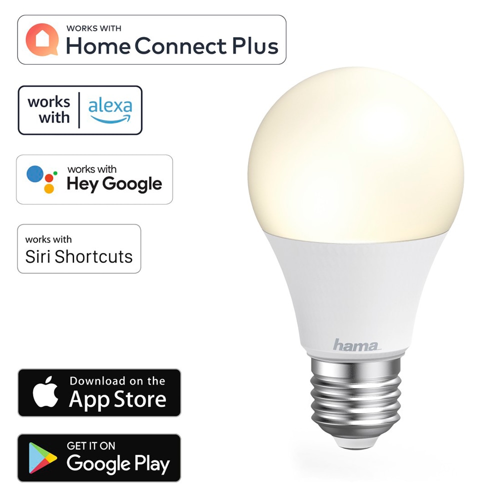 Bec LED Smart HAMA 176600, E27, 10W, 806lm, Wi-Fi, lumina variabila, compatibil Alexa