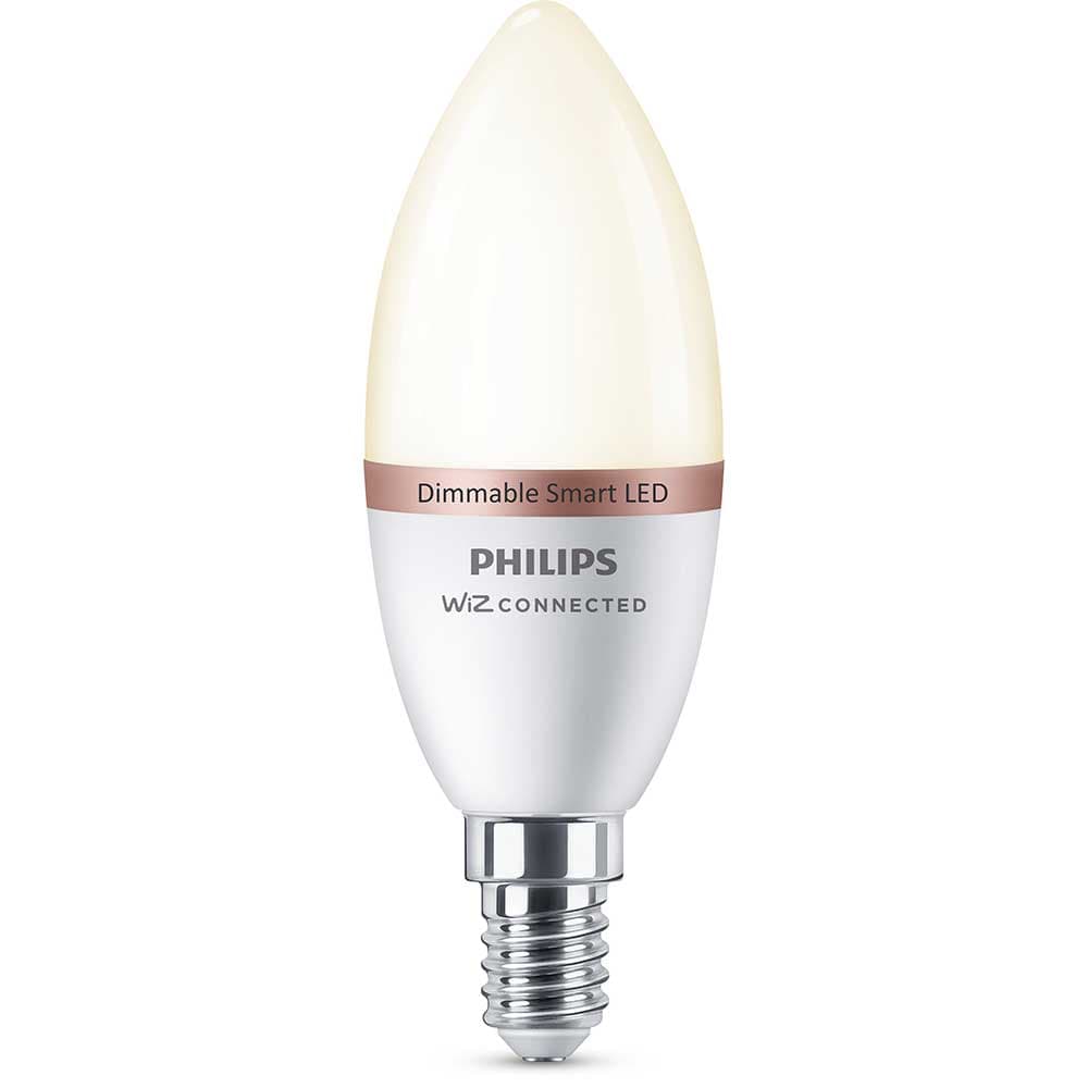 Bec LED Smart PHILIPS C37, E14, 4.9W, 470 lm, Bluetooth, Dimabil, Wi-Fi, lumina alba, compatibil Alexa, Google Assistant
