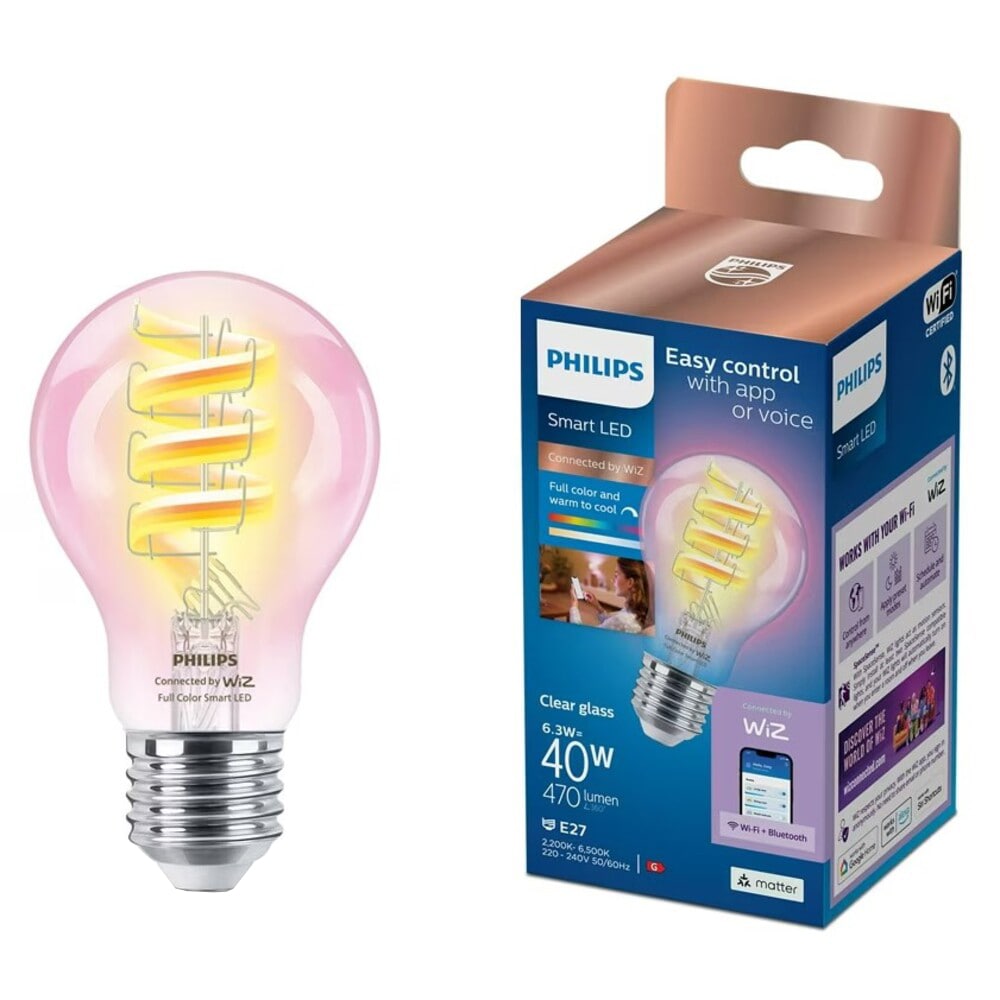 Bec LED PHILIPS SMART, E27, 6.3W, 470 lm, Wi-Fi, lumina variabila, compatibil Alexa, Google Assistant