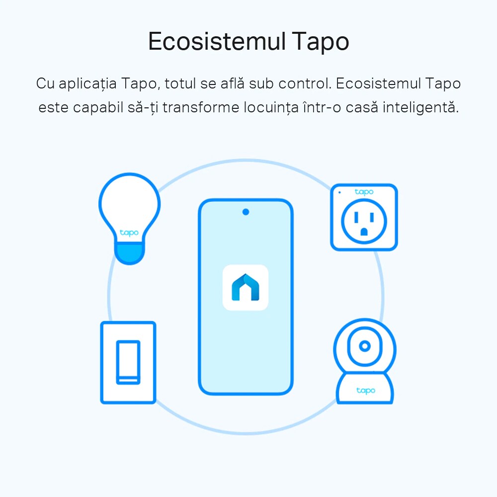 Bec LED Smart TP-LINK Tapo L520E, E27, 8W, 806lm, Wi-Fi, Dimabil, lumina variabila, compatibil Alexa, Google Assistant