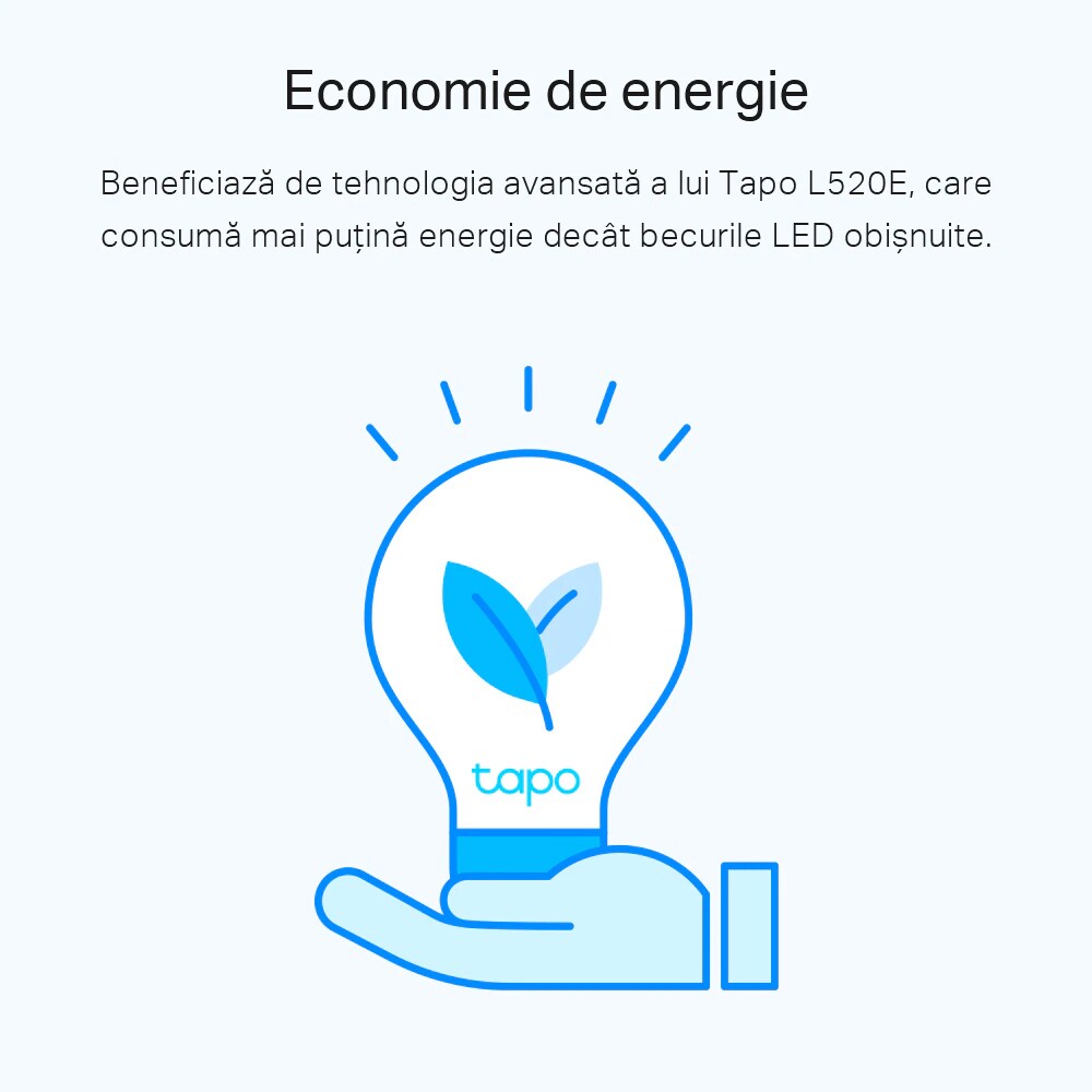 Bec LED Smart TP-LINK Tapo L520E, E27, 8W, 806lm, Wi-Fi, Dimabil, lumina variabila, compatibil Alexa, Google Assistant