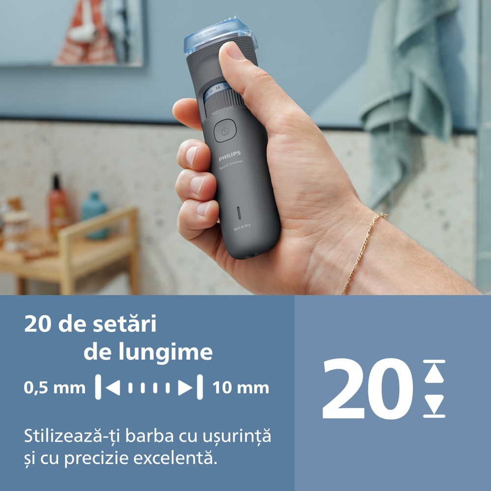 Aparat de tuns PHILIPS Series 3000 BT3617/15, acumulator, autonomie 60 min, negru
