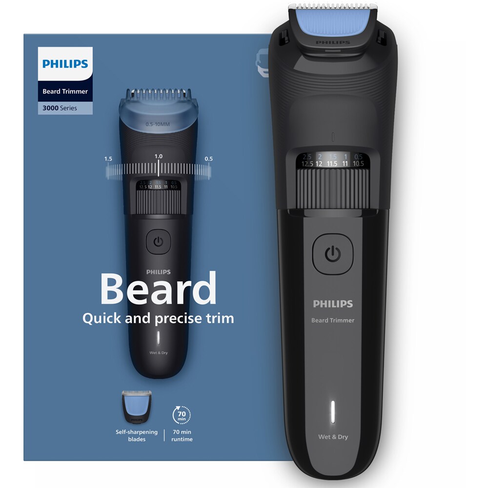 Aparat de tuns barba PHILIPS Series 3000 BT3620/15, acumulator, autonomie 70 min, negru