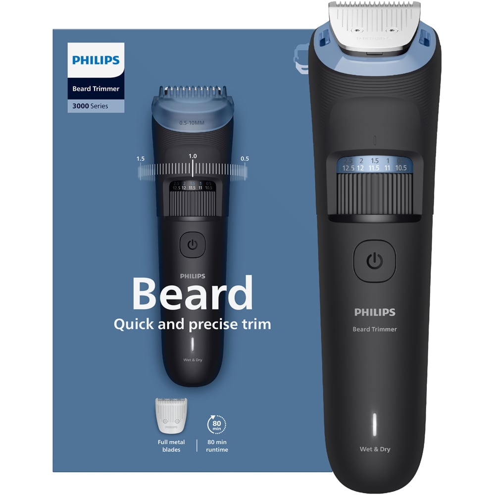 Aparat de tuns barba PHILIPS Series 3000 BT3665/15, acumulator, autonomie 80 min, negru