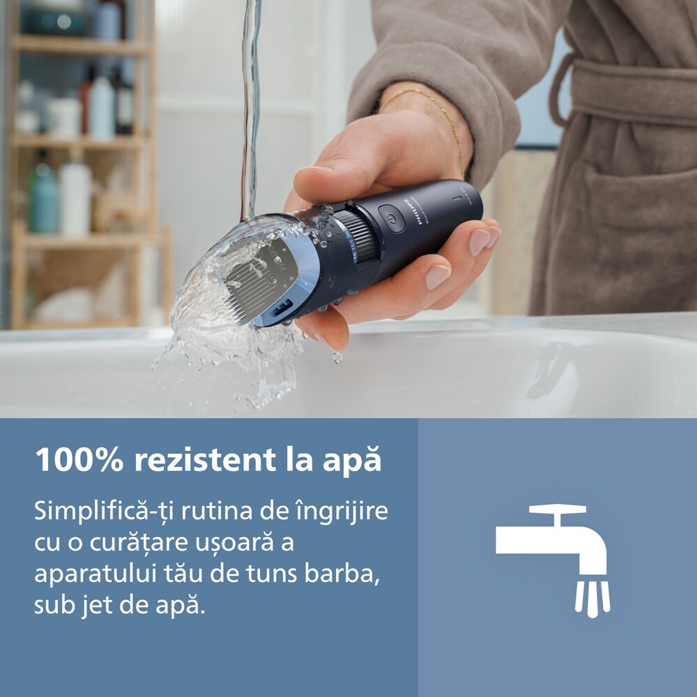 Aparat de tuns barba PHILIPS Series 3000 BT3665/15, acumulator, autonomie 80 min, negru