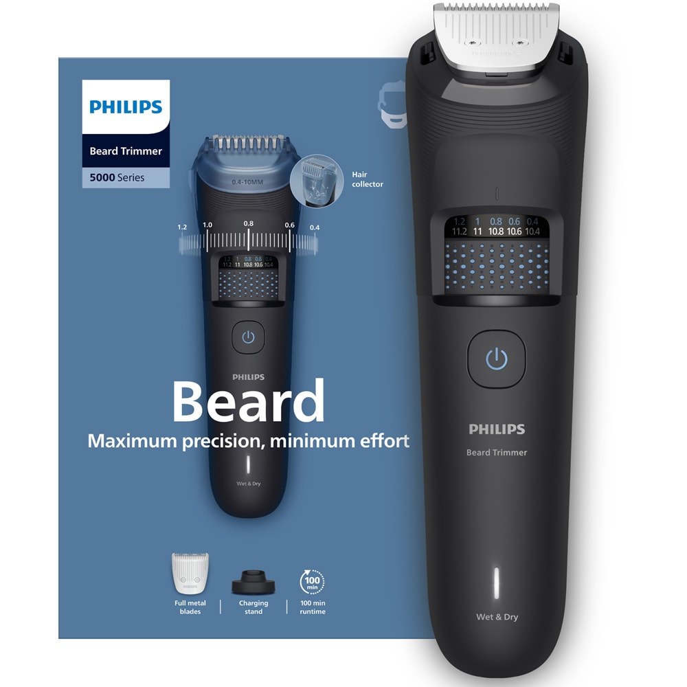 Aparat de tuns barba PHILIPS Series 5000 BT5780/15, acumulator, autonomie 100 min, negru
