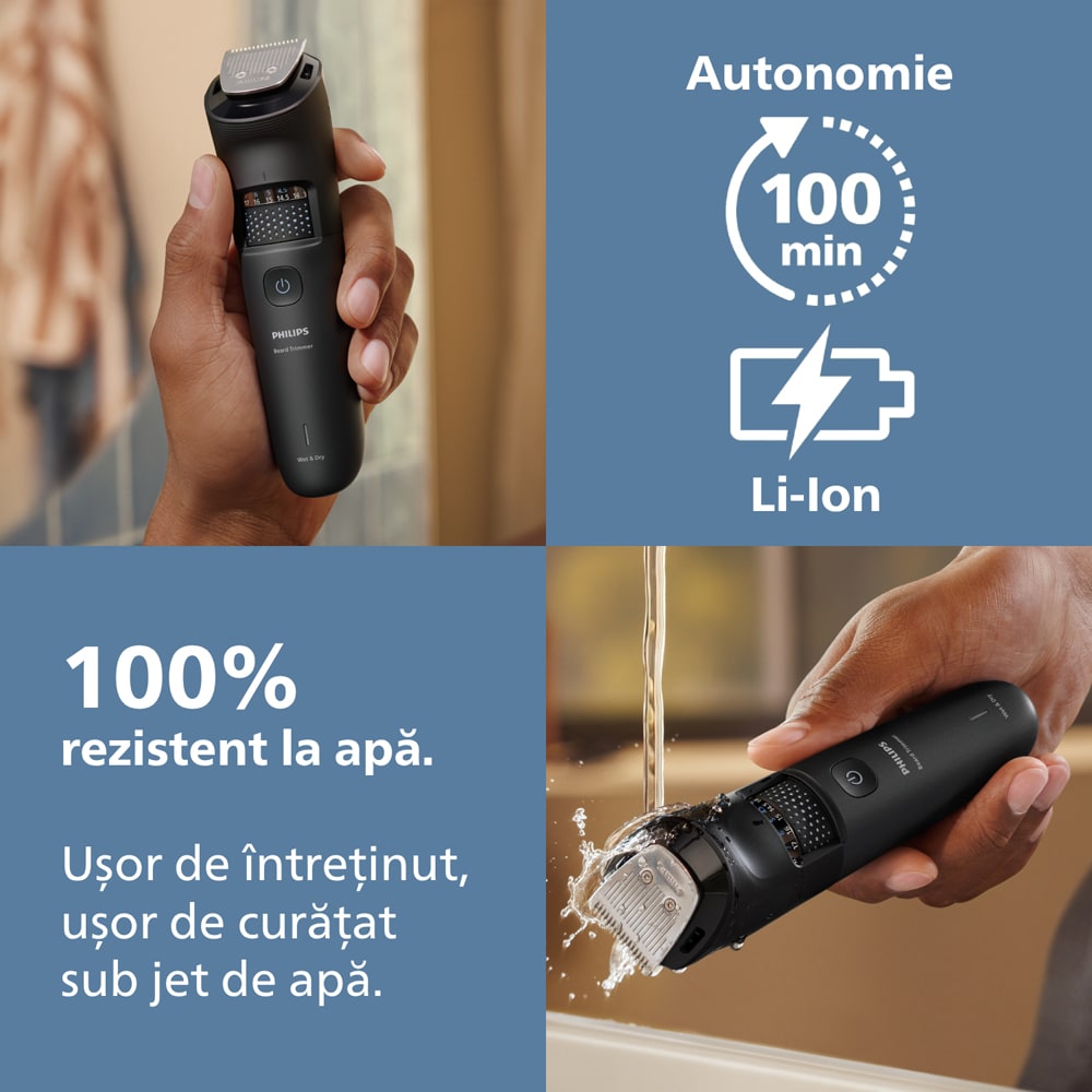 Aparat de tuns barba PHILIPS Series 5000 BT5780/15, acumulator, autonomie 100 min, negru