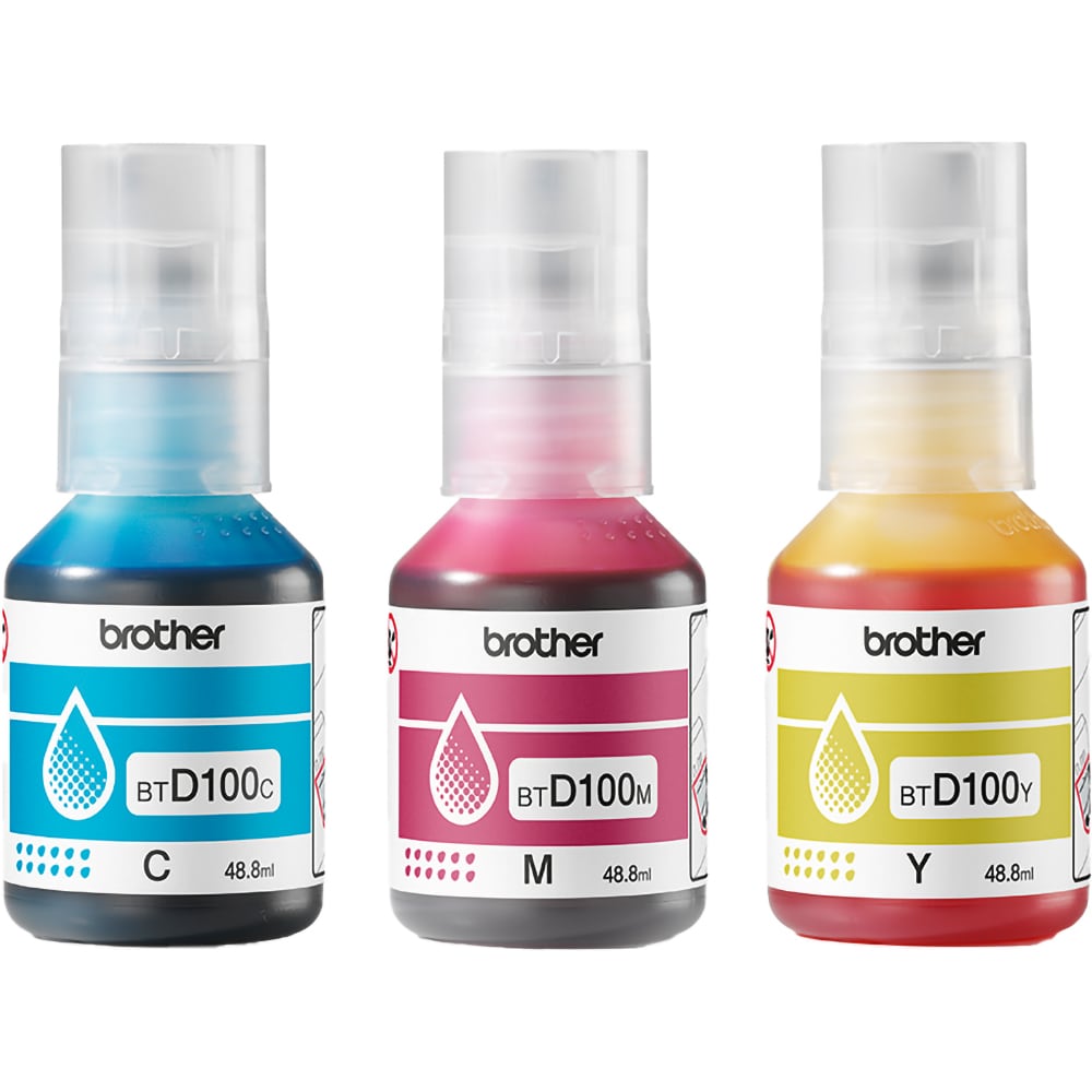 Pachet cerneala originala BROTHER BTD100CLVAL, magenta, cyan, galben