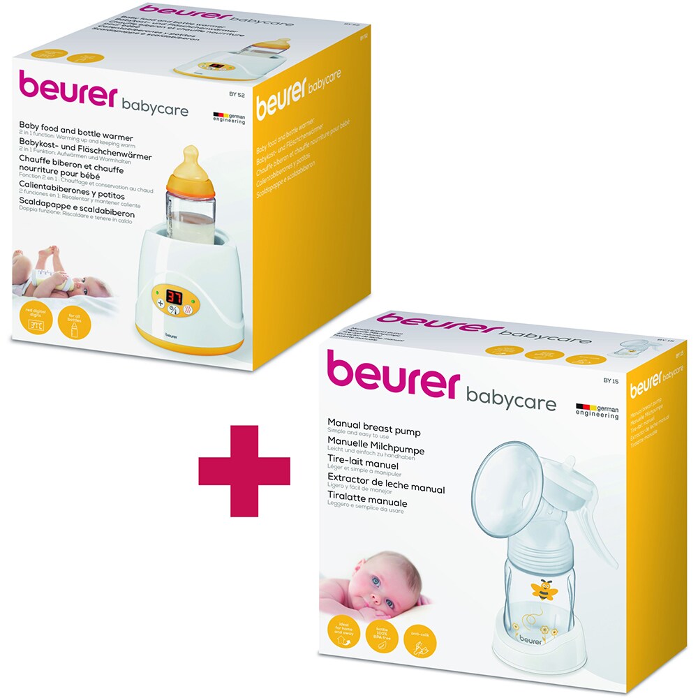 Set BEURER Incalzitor biberon BY52 + Pompa san manuala BY15, alb-galben