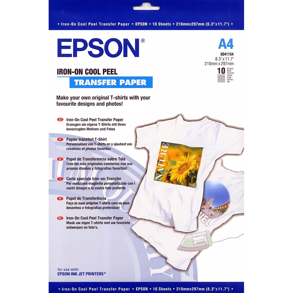 Hartie transfer termic EPSON Iron-on-transfer C13S041154, A4, 10 coli