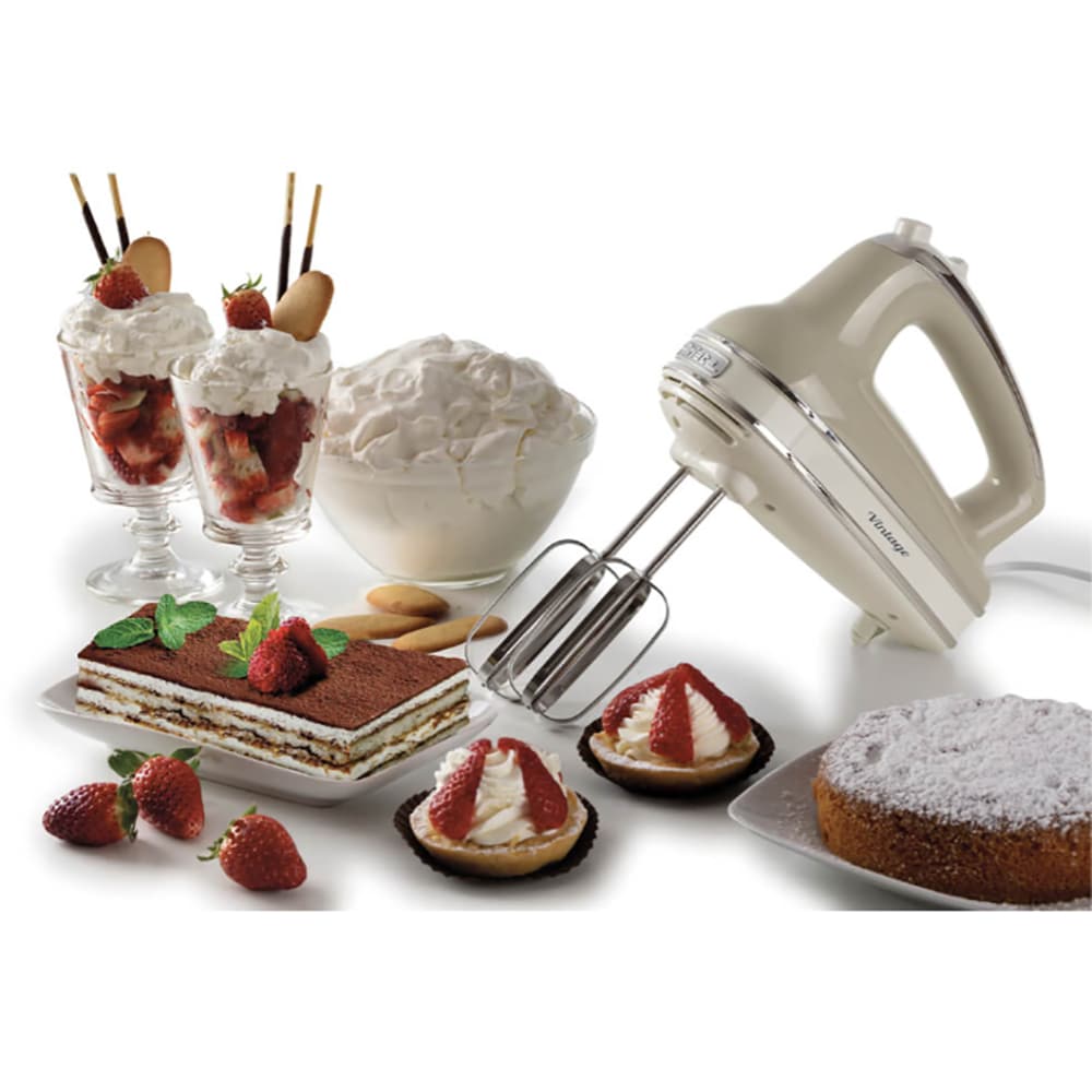 Mixer de mana ARIETE Vintage C154803AR0, 450W, 5 trepte viteza, bej-alb