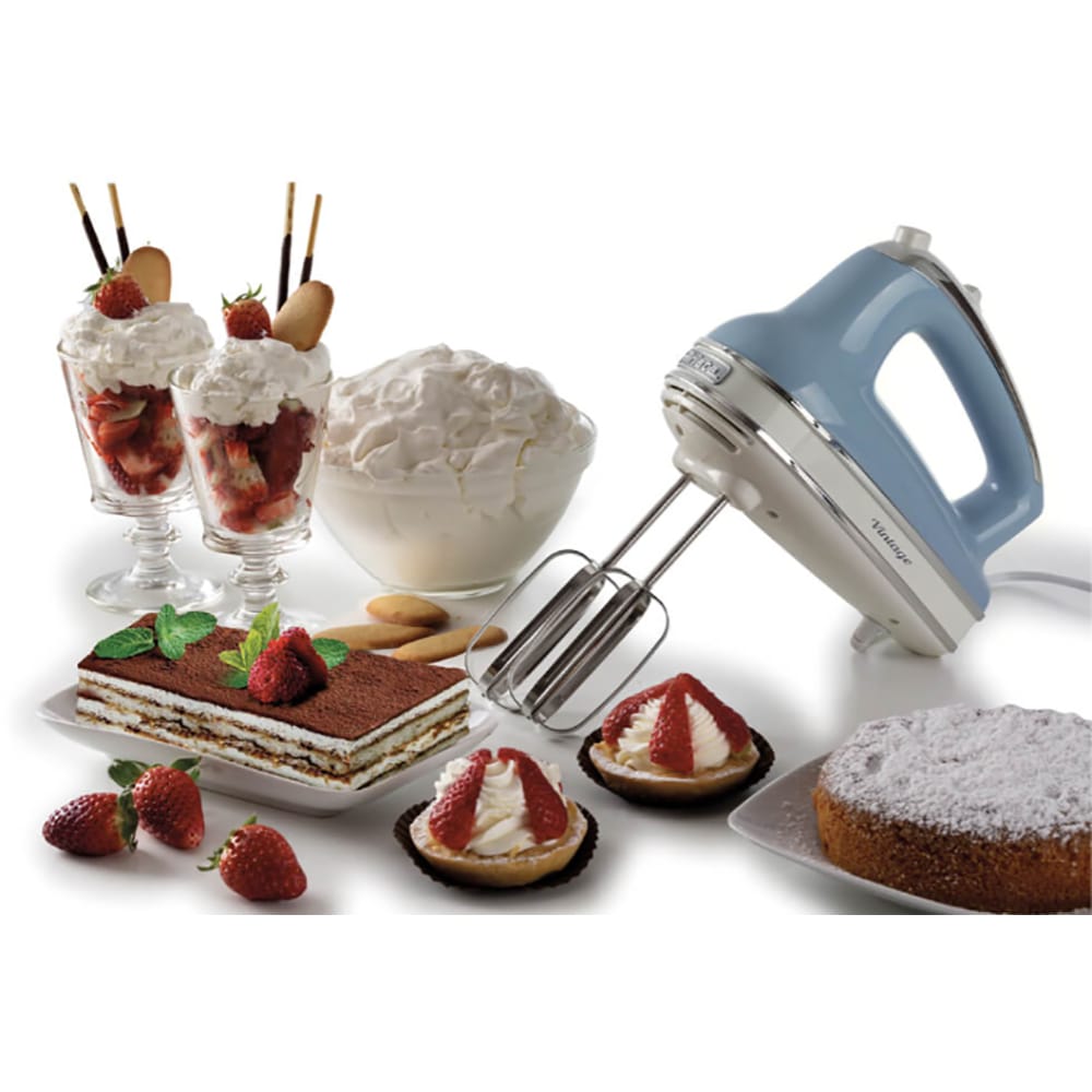 Mixer de mana ARIETE Vintage C154805AR0, 450W, 5 trepte viteza, albastru-alb