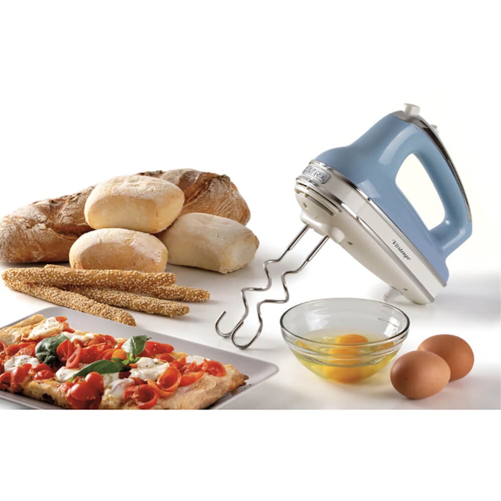 Mixer de mana ARIETE Vintage C154805AR0, 450W, 5 trepte viteza, albastru-alb