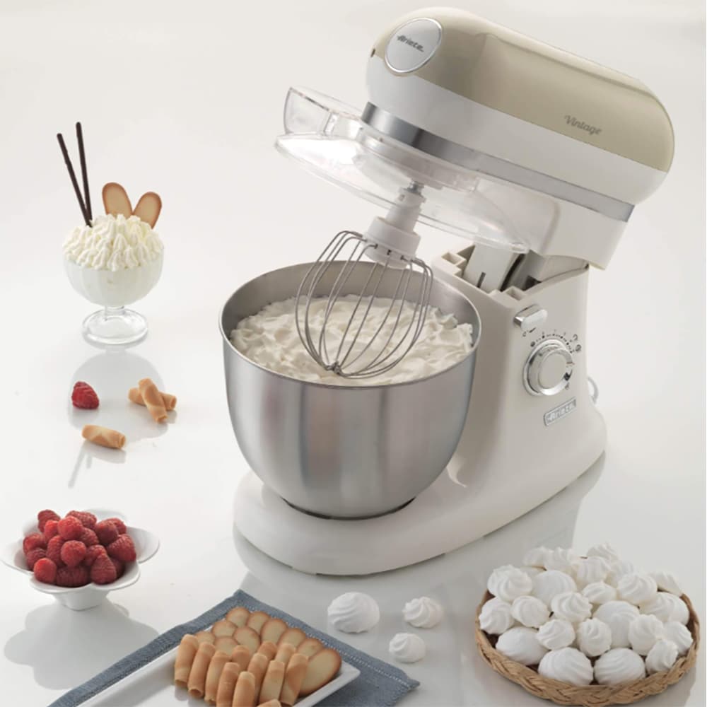 Robot de bucatarie ARIETE Vintage C158803AR0, vas 5.5l, 2400W, 7 trepte viteza, bej-alb