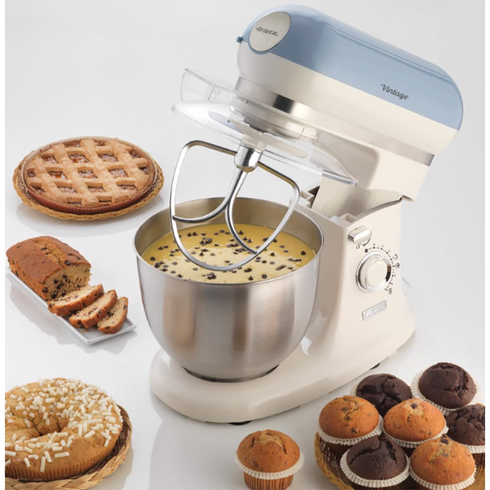 Robot de bucatarie ARIETE Vintage C158805AR0, vas 5.5l, 2400W, 7 trepte viteza, albastru-alb