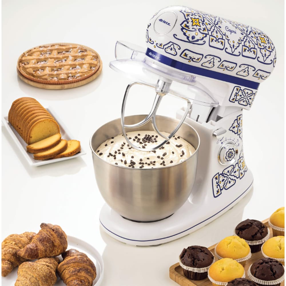 Robot de bucatarie ARIETE Capri C15880CAR0, vas 5.5l, 2400W, 7 trepte viteza, alb-albastru