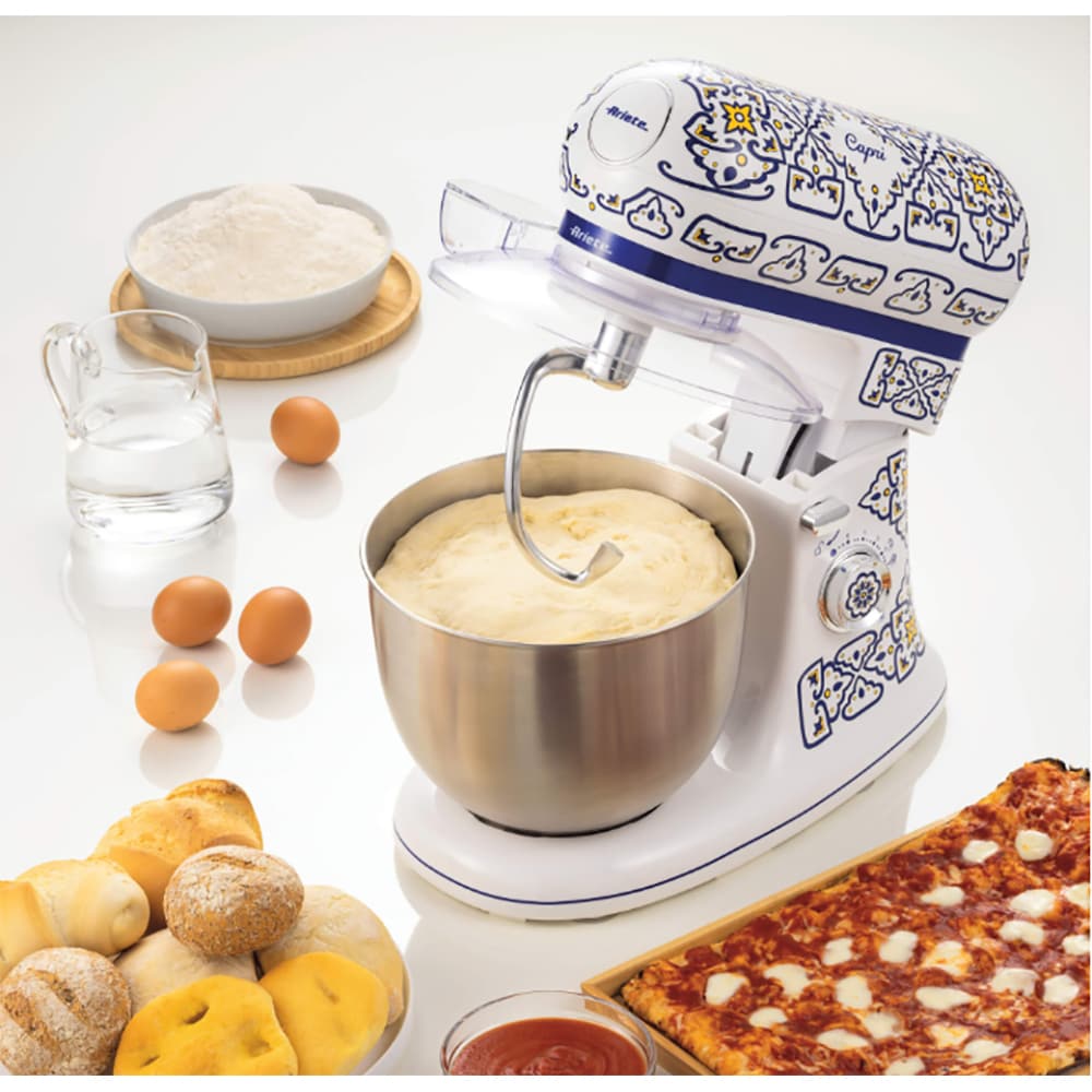 Robot de bucatarie ARIETE Capri C15880CAR0, vas 5.5l, 2400W, 7 trepte viteza, alb-albastru