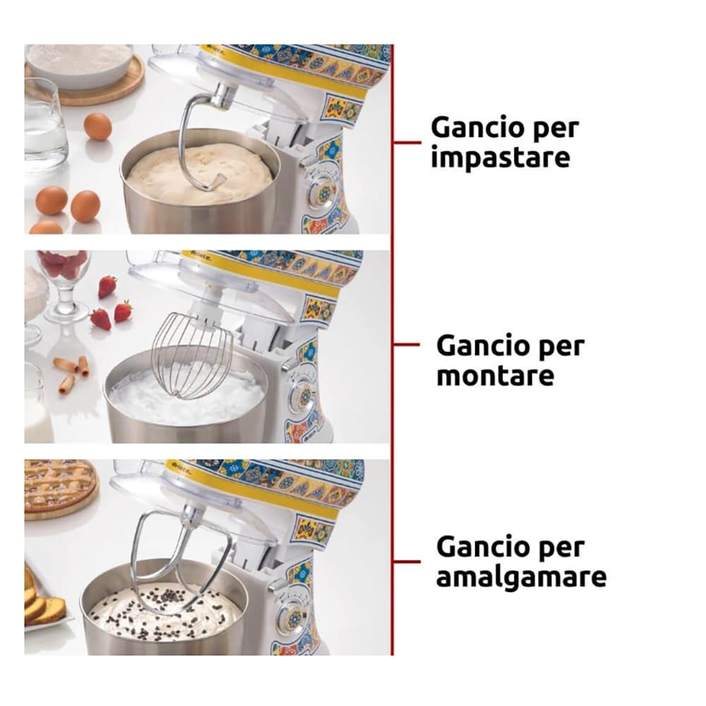 Robot de bucatarie ARIETE Positano C15880PAR0, vas 5.5l, 2400W, 7 trepte viteza, multicolor