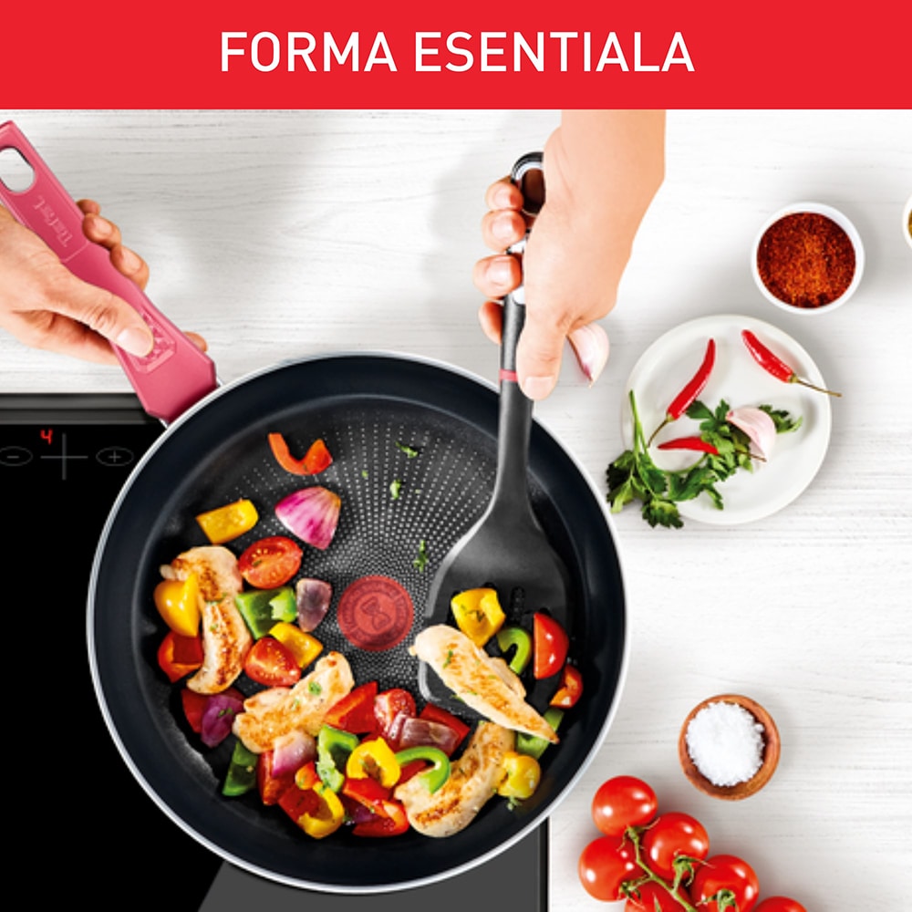 Tigaie TEFAL Daily Expert, 28 cm, aluminiu, Thermo-Signal, invelis antiaderent, rosu