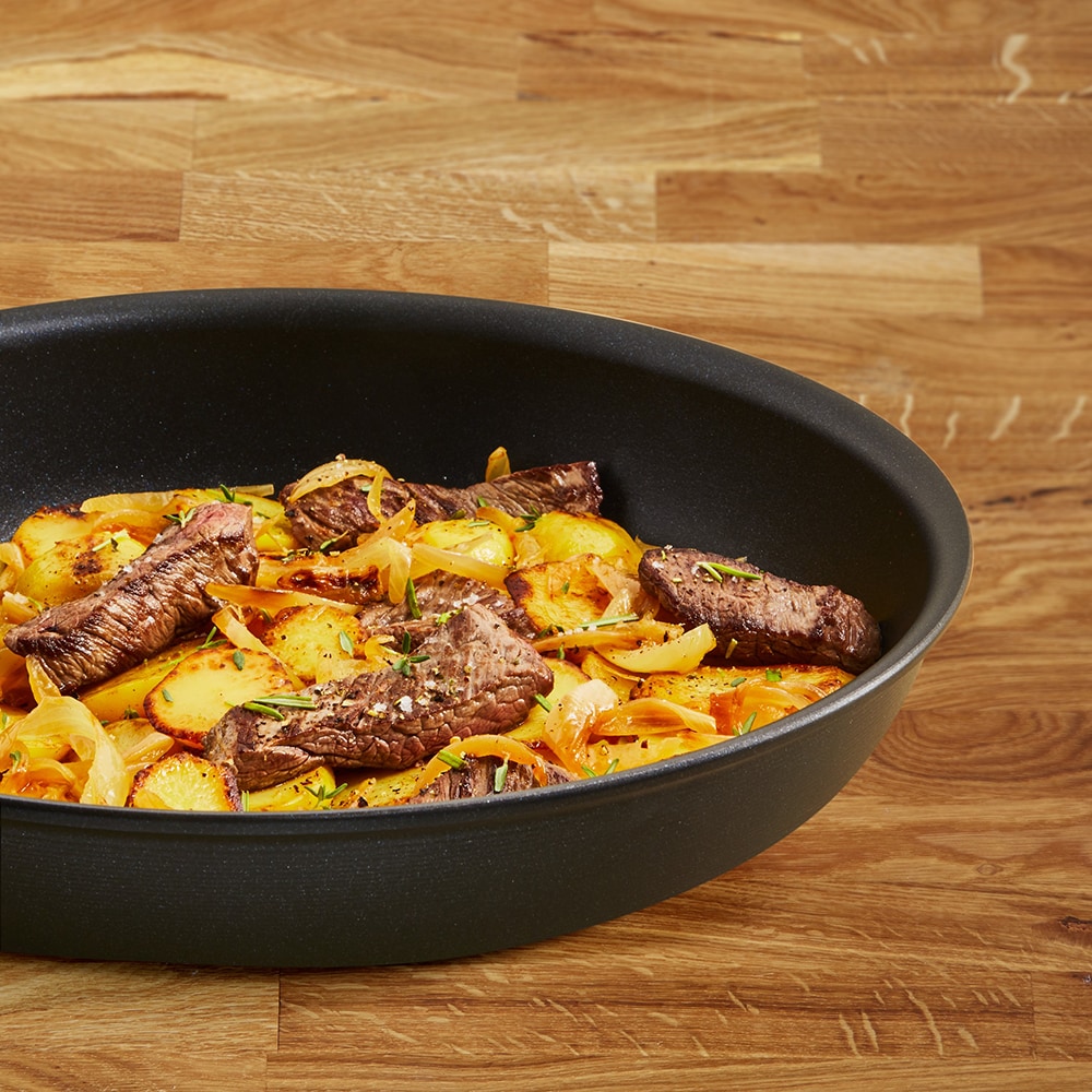 Tigaie TEFAL Force, 20 cm, aluminiu, Thermo-Signal, invelis antiaderent, negru