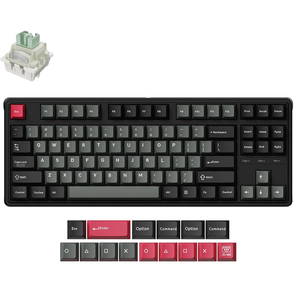 Tastatura Gaming mecanica KEYCHRON C3 HE TKL, USB, Layout US, negru