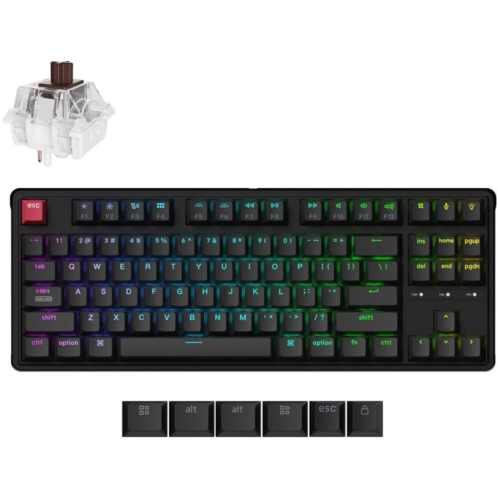 Tastatura Gaming mecanica KEYCHRON C3 Pro Brown Switch, USB, Layout US, negru