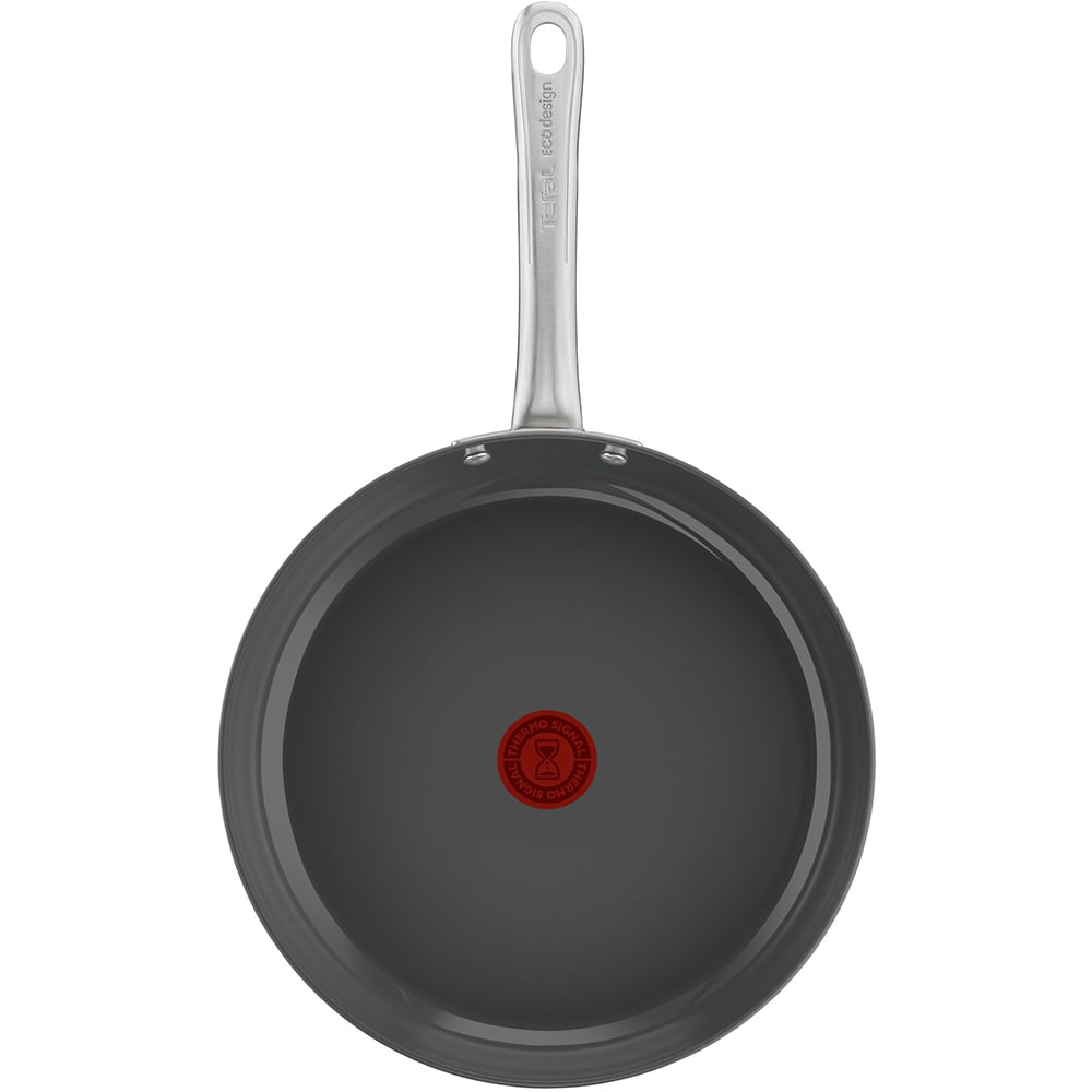 Tigaie TEFAL Renew+, 28 cm, aluminiu reciclat, Thermo-Signal, invelis ceramic, gri