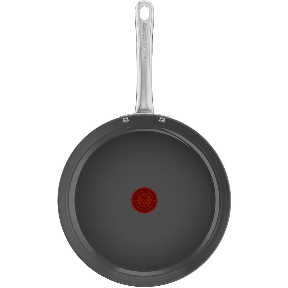 Tigaie TEFAL Renew+, 30 cm, aluminiu reciclat, Thermo-Signal, invelis ceramic, gri
