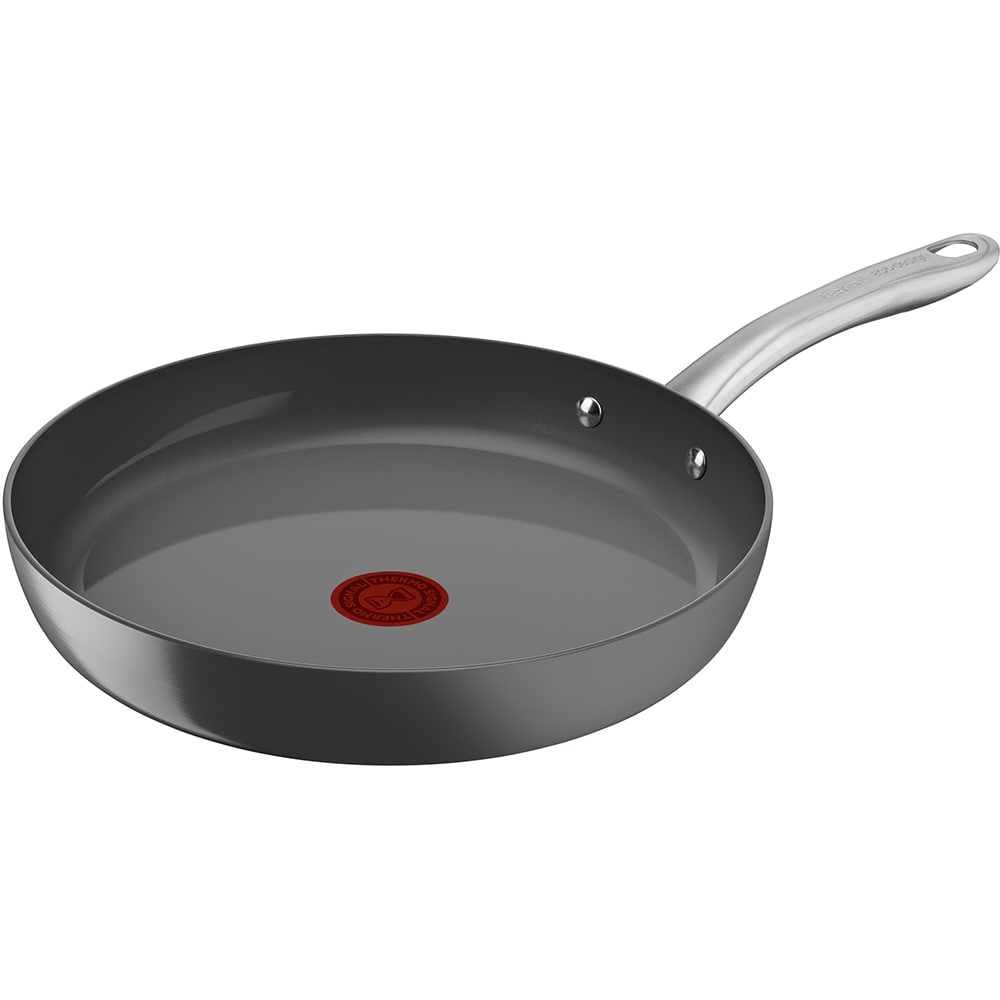 Tigaie TEFAL Renew+, 30 cm, aluminiu reciclat, Thermo-Signal, invelis ceramic, gri