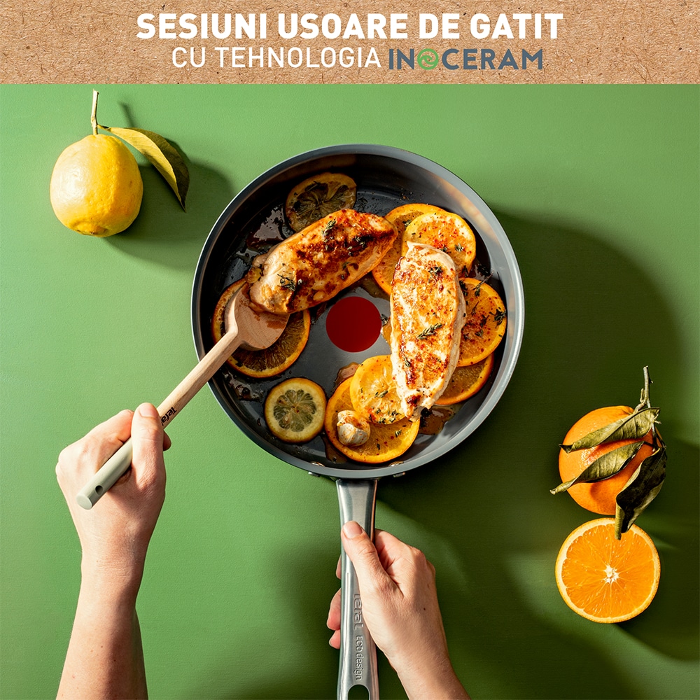 Cratita TEFAL Renew+, 24 cm, aluminiu, gri