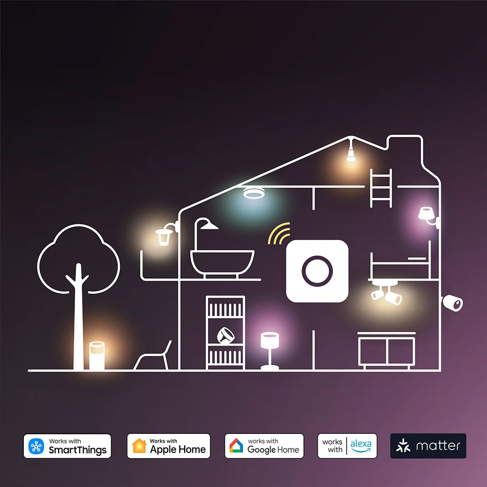 Kit 3 becuri LED Smart PHILIPS Hue Essential, E27, 8W, 806lm, Wi-Fi, lumina variabila + Consola