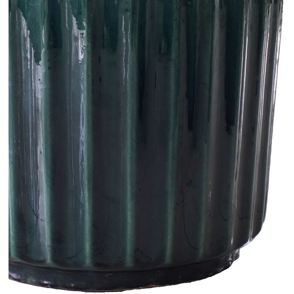 Ghiveci flori VERVE L, ceramica, D 37 cm, verde inchis