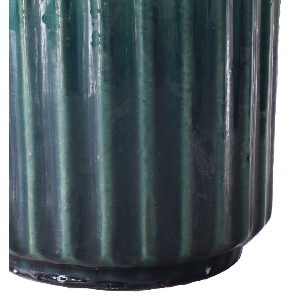 Ghiveci flori VERVE M, ceramica, D 28 cm, verde inchis