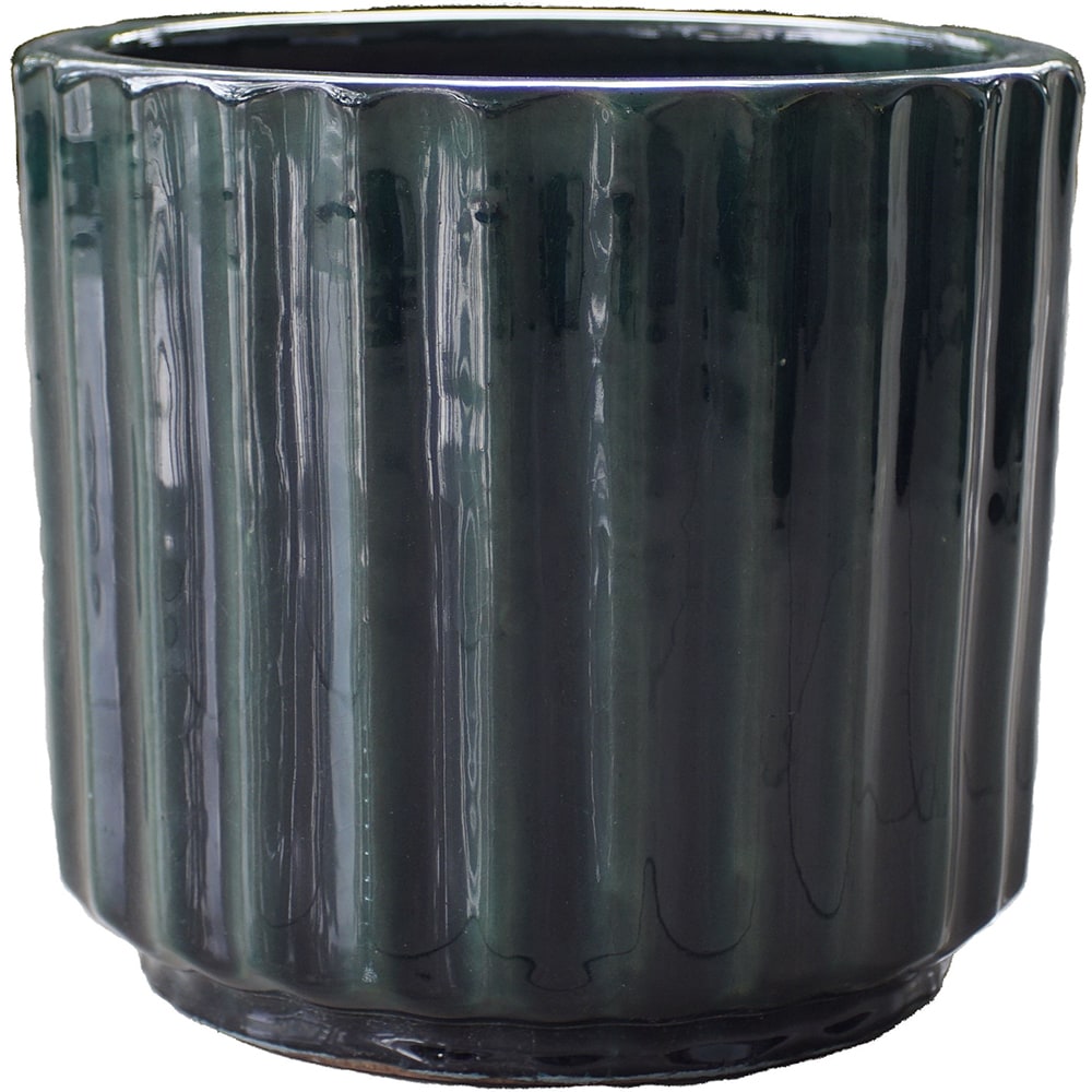 Ghiveci flori VERVE S, ceramica, D 21 cm, verde inchis
