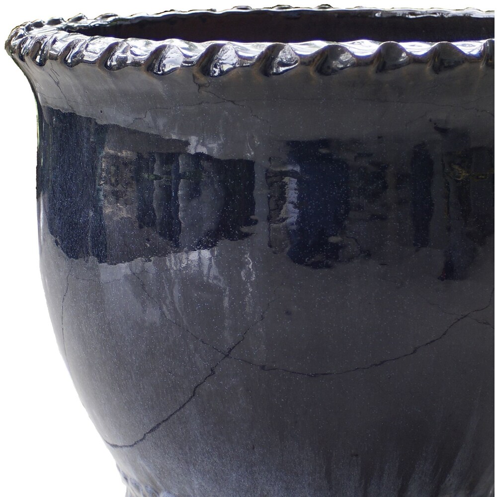 Ghiveci flori VERVE L, ceramica, D 37 cm, albastru inchis