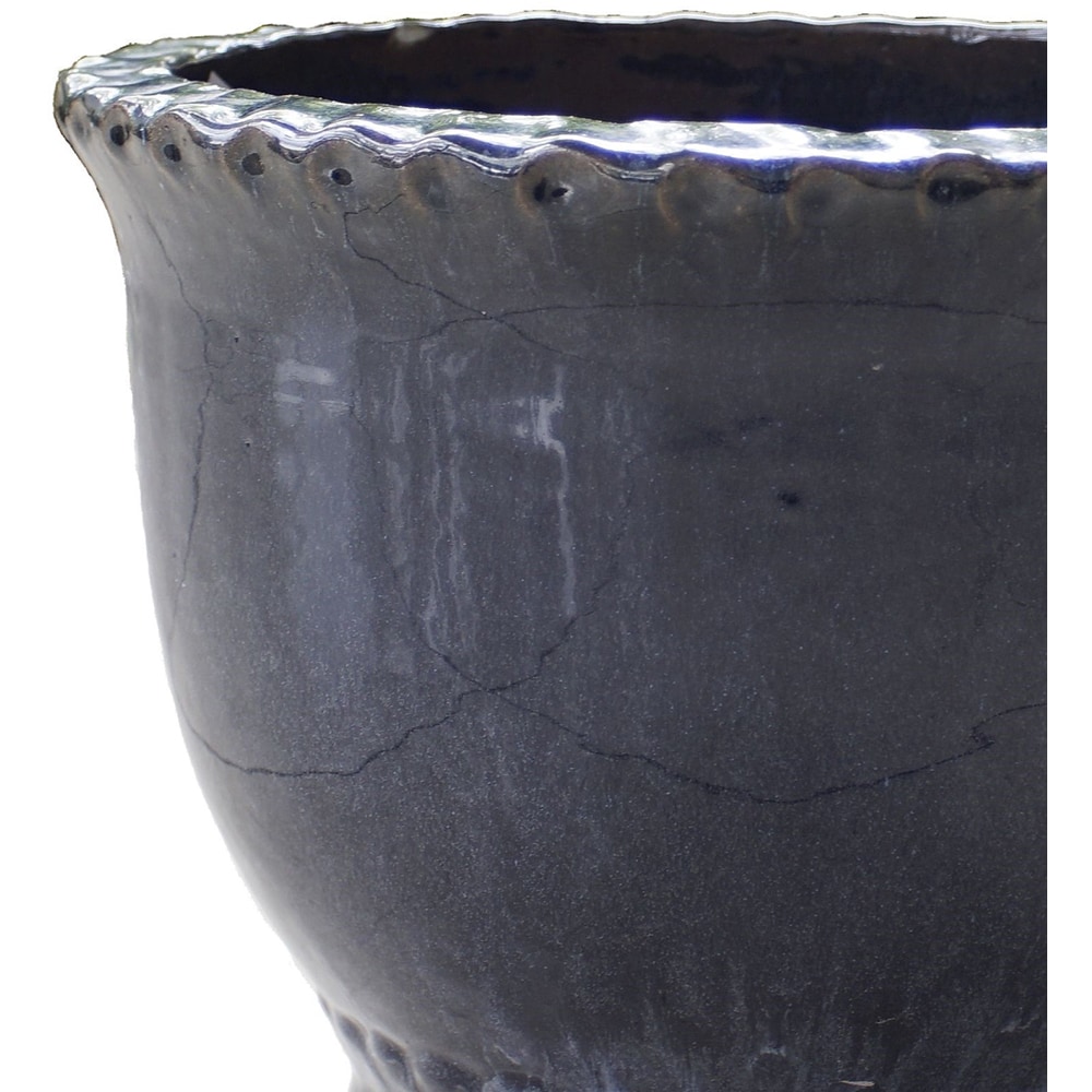 Ghiveci flori VERVE M, ceramica, D 27 cm, albastru inchis