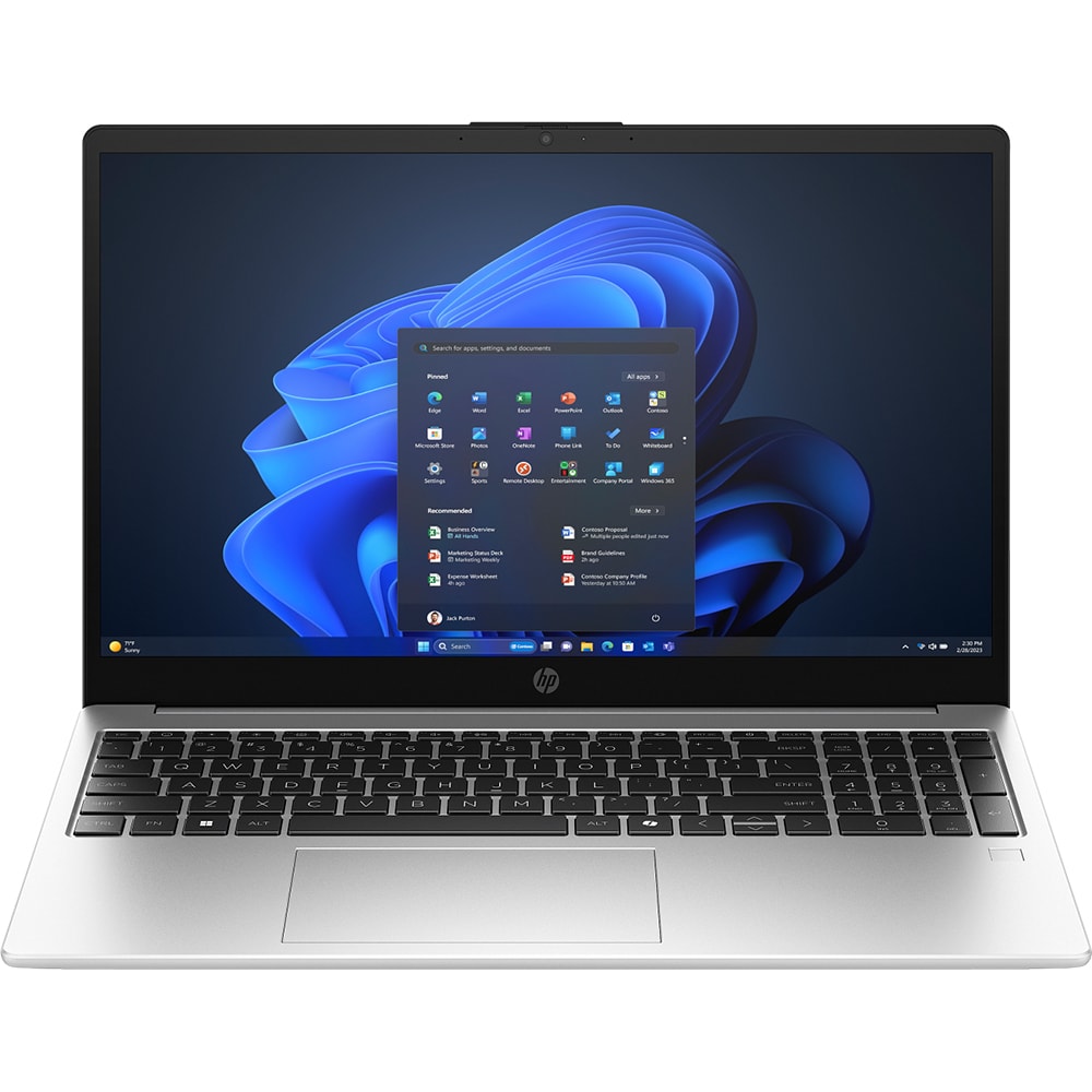 Laptop HP 250R G10, Intel Core 3 100U pana la 4.7GHz, 15.6" Full HD, 16GB, SSD 512GB, Intel Graphics, Free Dos, argintiu