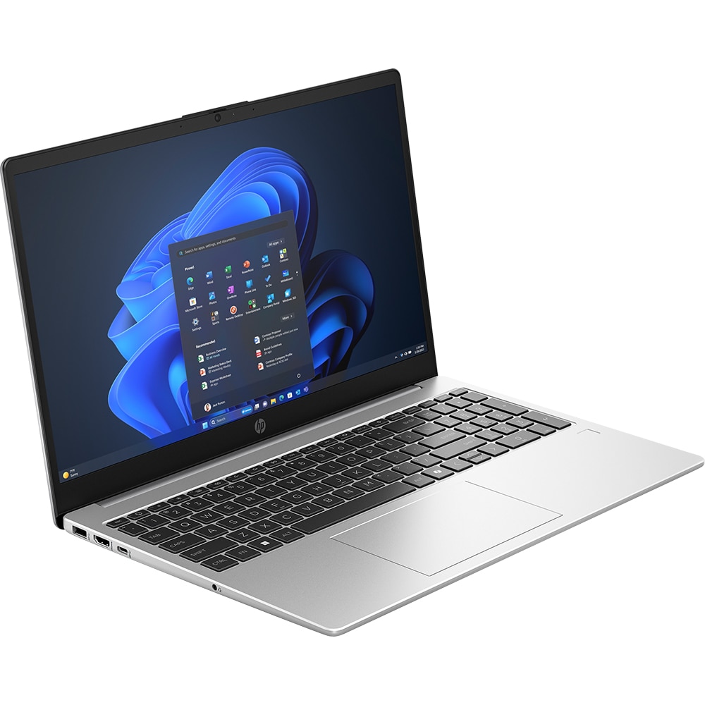 Laptop HP 250R G10, Intel Core 3 100U pana la 4.7GHz, 15.6" Full HD, 16GB, SSD 512GB, Intel Graphics, Free Dos, argintiu