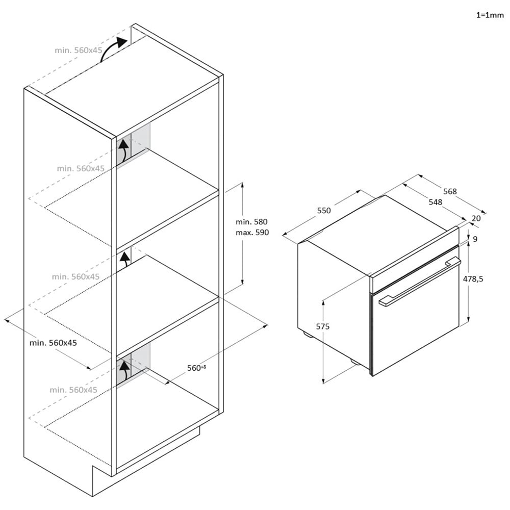 Cuptor incorporabil CANDY Bake 600 CA6 NP3T3HTX, Electric, Autocuratare hidrolitica, 78 l, Clasa A++, Wi-Fi, inox