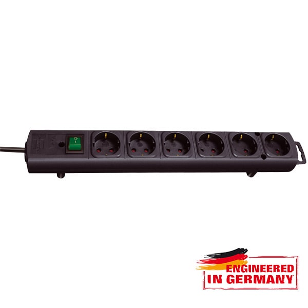 Prelungitor BRENNENSTUHL 141823, 6 prize, 2m, intrerupator, negru