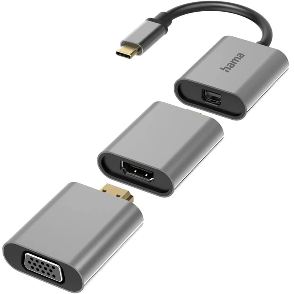 Adaptor 6 in 1 HAMA 200306, USB-C, Mini-Displayport, HDMI, VGA, negru