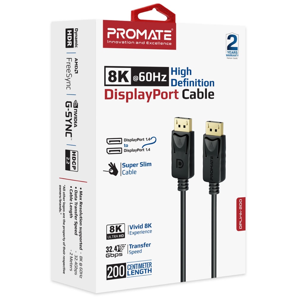 Cablu DisplayPort PROMATE DPLINK-200, 2m, negru
