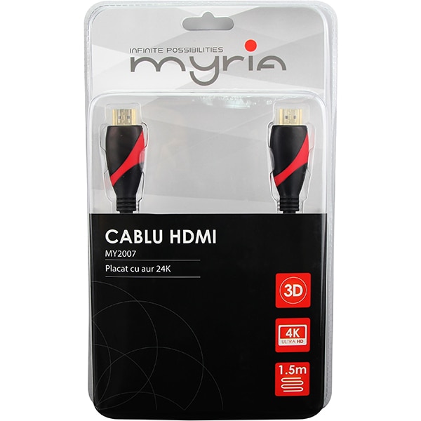 Cablu HDMI MYRIA MY2007, 1.5m, negru