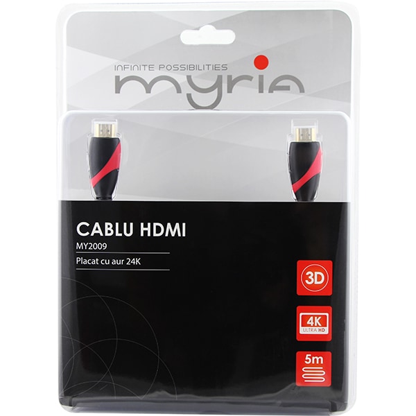 Cablu HDMI MYRIA MY2009, 5m, negru